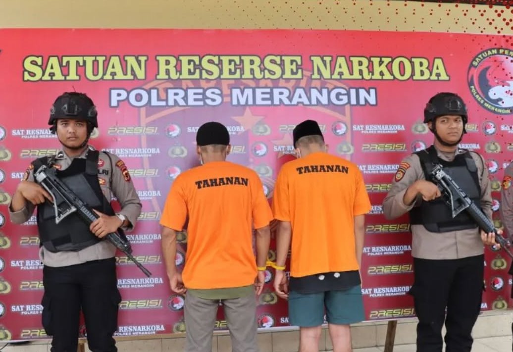 Satresnarkoba Polres Merangin Tangkap Kurir dan Bandar, 2 Kg Sabu Diamankan ( Foto.dok Humas Polres Merangin)
