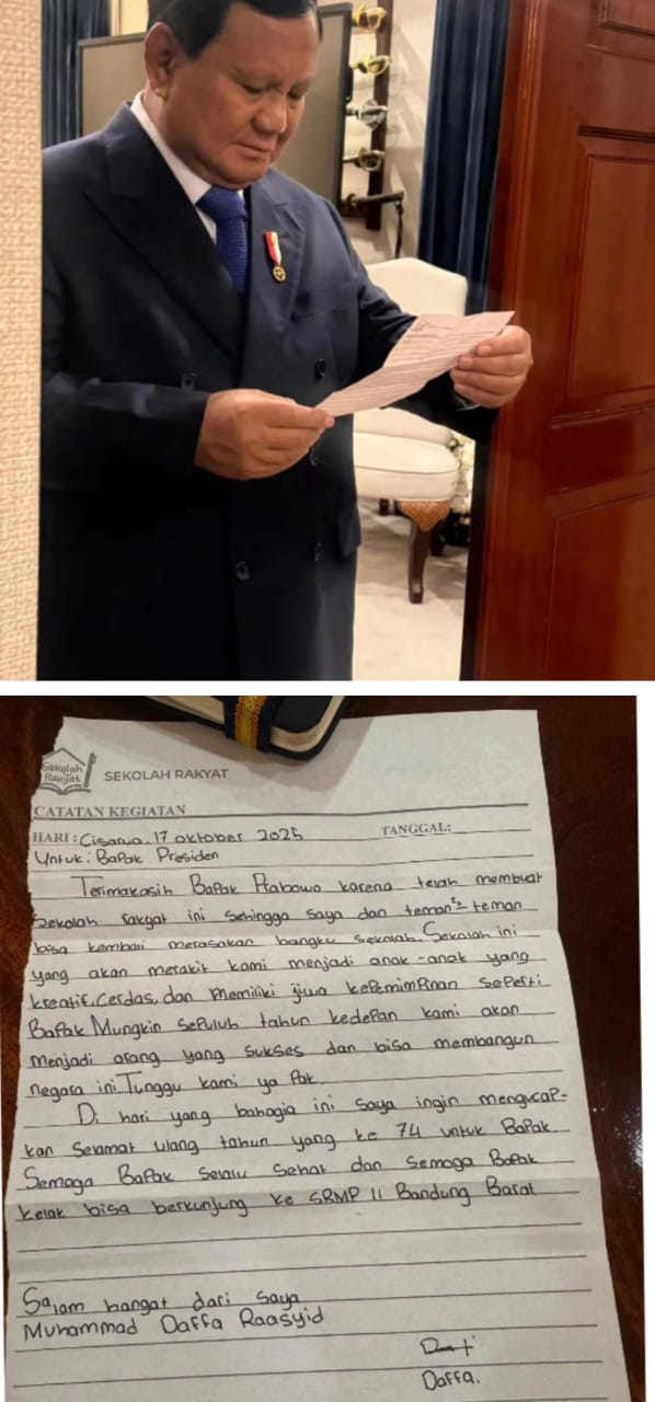 Surat Menyentuh Siswa Sekolah Rakyat untuk Prabowo