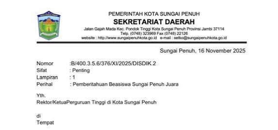 Pemkot Sungai Penuh membuka pendaftaran Beasiswa Sungai Penuh Juara 2025