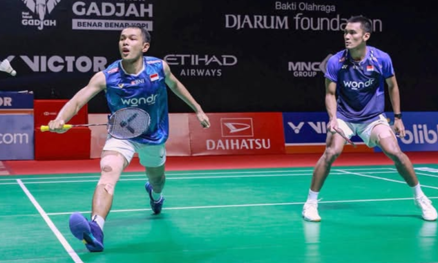 Pasangan Fajar Alfian/Muhammad Shohibul Fikri berhasil menyingkirkan Leo Rolly Carnando/Bagas Maulana