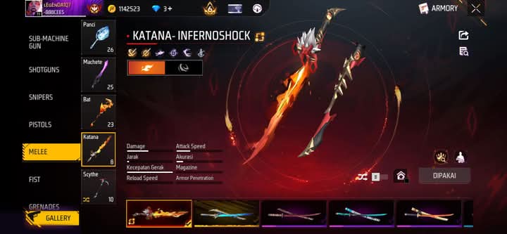 Kode Redeem FF Hari Ini, 4 Februari 2026, Katana Infernoshock Gratis