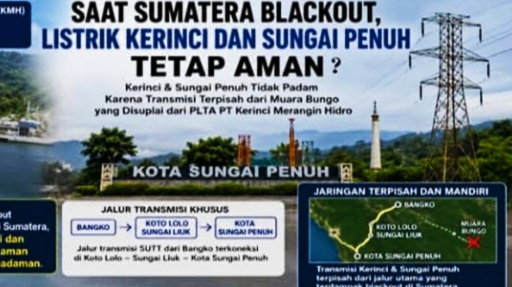 Berkat PLTA KMH, Kerinci dan Sungai Penuh Tetap Terang Saat Blackout Sumatera