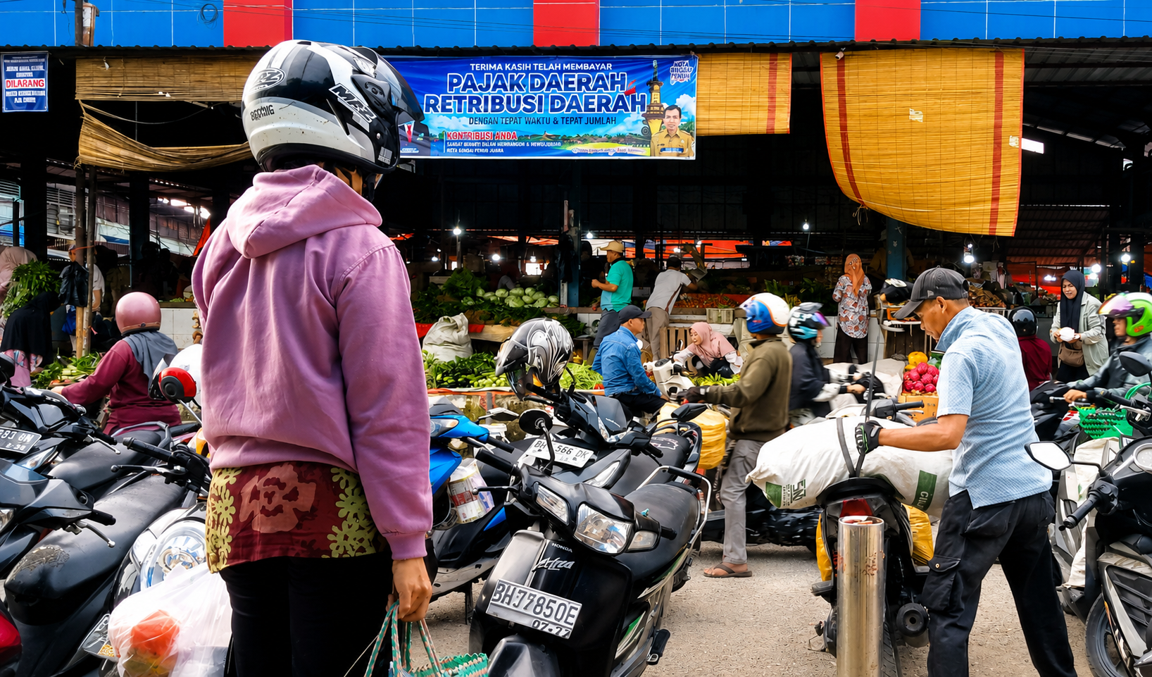 Isu Pungli Di Depan Pasar Tanjung Bajure Terbantahkan, Warga Bela Relawan Parkir